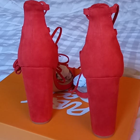 Public Desire Frankie Red Lace Up Heels - Picture 5 of 9